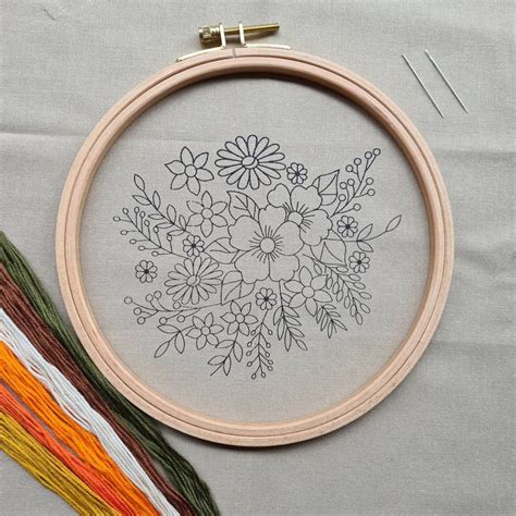 Kit De Broderie Floral D Butant Printemps Moderne Fleur Etsy