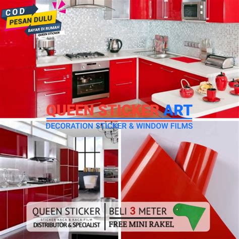 Jual Wall Sticker Wallpaper Stiker Lemari Meja Dapur Polos Premium