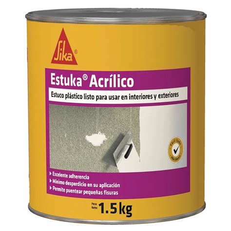 Sika Estuka Acrílico Estuco Para Interior Y Exterior 1 5Kg