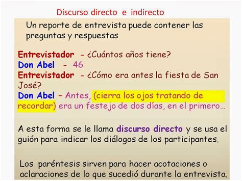 Ejemplos De Discurso Directo E Indirecto Para Primaria Diario