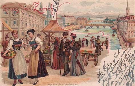 Zürich ZH Gemüse Brücke LITHO um 1899 Kaufen auf Ricardo