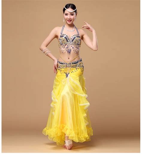 Buy Performance 2016 Belly Dancing Clothing Oriental Dance Outfit 3pcs Set Bra