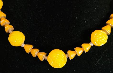 Rare Original Antique Art Deco Butterscotch Yellow Mo Gem