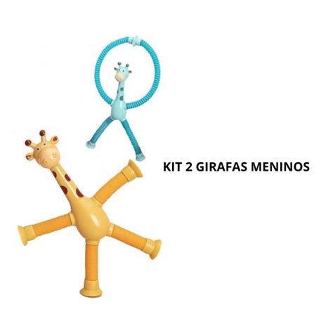 Kit 4 Girafas Estica E Gruda Pop It Tubo Tiktok Luz Brinquedo Para