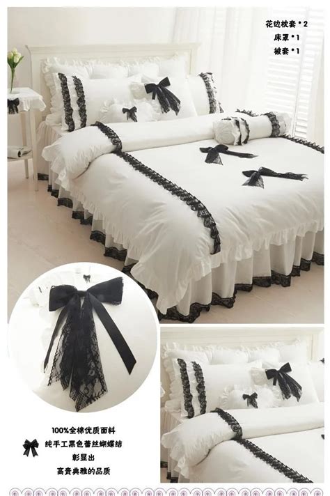 Romantic Black Lace Princess Comforter Duvet Cover Queen King Size 4pcs