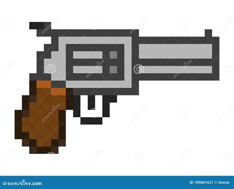 Pixel Art Gun Revolver Vintage Stock Illustration Illustration Of