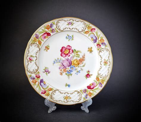 S Vintage Schumann Bavaria Empress Dresden Flowers Plate Dessert