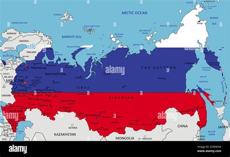 Ilustracion De Mapa Politico De Rusia Y Paises Vecinos Contorno Fino Images