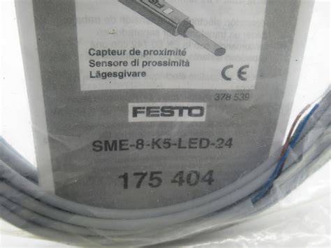 Festo 175404 Sme 8 K5 Led 24 Proximity Switch For Tslot 12 30vacdc 5m