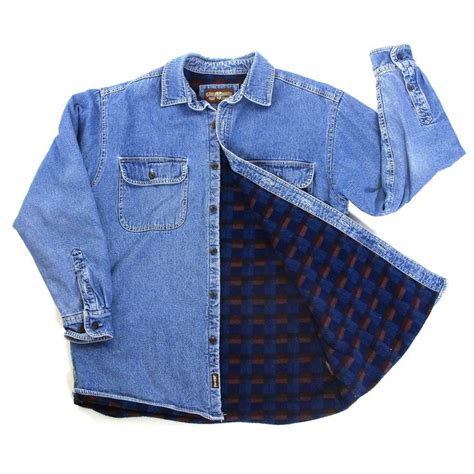 Lined Levi S Shirt Vintage 90s Button Down Denim Shirt With Fleece Lining Unisex 46 Chest Etsy