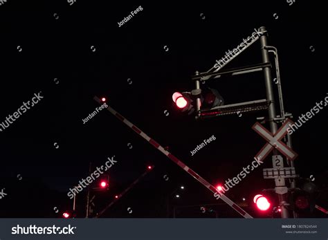 Railroad Crossing Arms Traffic Signals Flashing Stock Photo 1807824544 ...