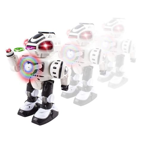 Super Android Toy Robot With Disc Shooting Walking Flashing Lights And ...