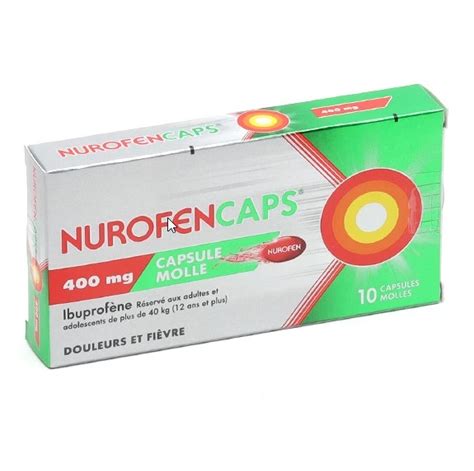 Anti Douleur Mal de Tête NurofenCaps 400mg 10 Capsules Molles