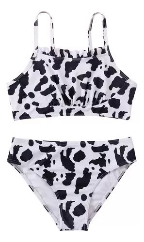 Traje De Baño Moderno Para Niñas Con Estampado De Vaca Sin M Cuotas