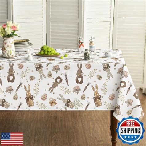 Horaldaily Easter Tablecloth Inch Rectangular Bunny Carrots