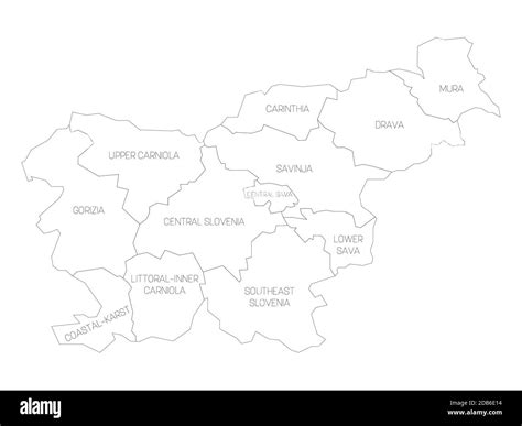 Black Outline Political Map Of Slovenia Administrative Divisions