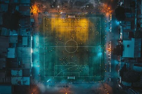 Premium Photo | Aerial view of the football stadium Football training ...