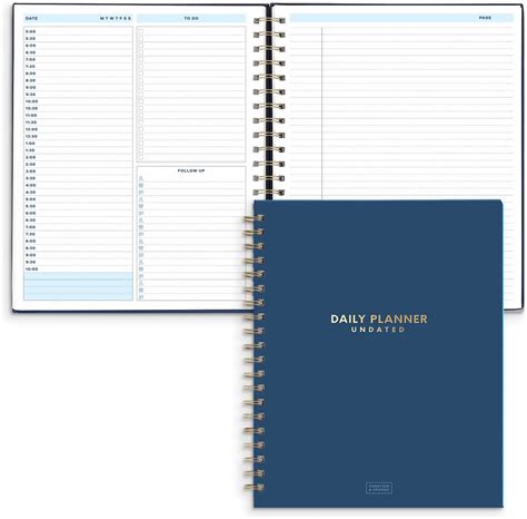 S O Undated Daily Planner For Organization Spiral Planner With Hourly