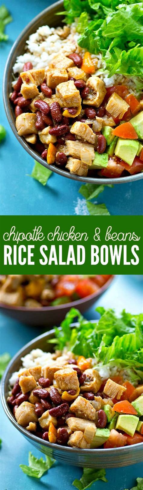 Chipotle Chicken Beans Rice Salad Bowls