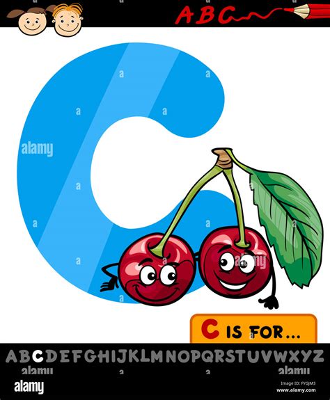 Letter C With Cherry Cartoon Illustration Stock Photo Alamy