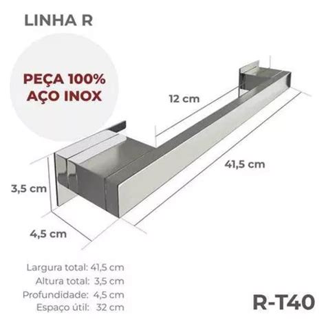 Porta Toalha De Banheiro 40cm Aço Inox 304 R t40olt Parcelamento sem