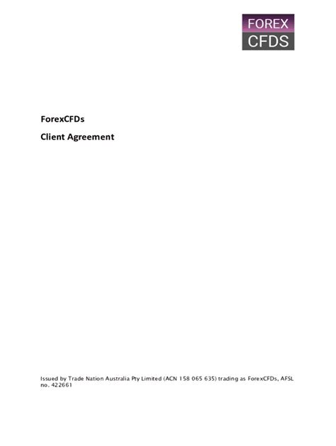 Fillable Online CLIENT AGREEMENT Margin FX Contracts And CFDs Fax