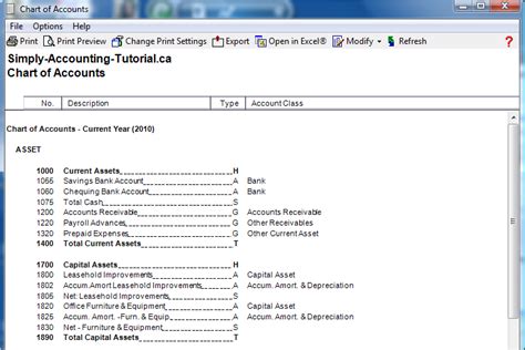 Sage Sample Chart Of Accounts Minga