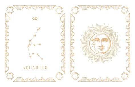 Premium Vector Aquarius Zodiac Constellation Old Card In Vector