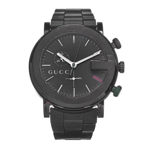 Gucci Stainless Steel Pvd Mm G Chrono Quartz Watch Black