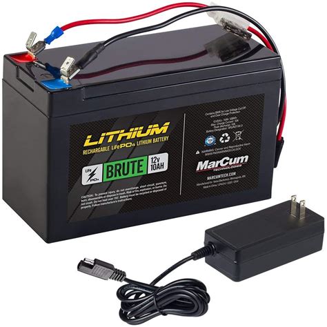 Amazon MarCum Lithium 12V 10AH LiFePO4 Brute Battery And 3amp