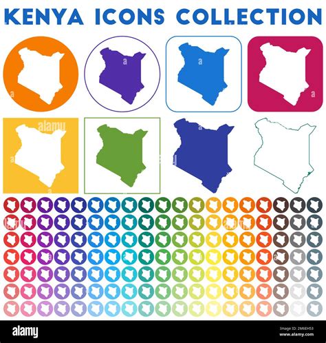 Kenya Icons Collection Bright Colourful Trendy Map Icons Modern Kenya