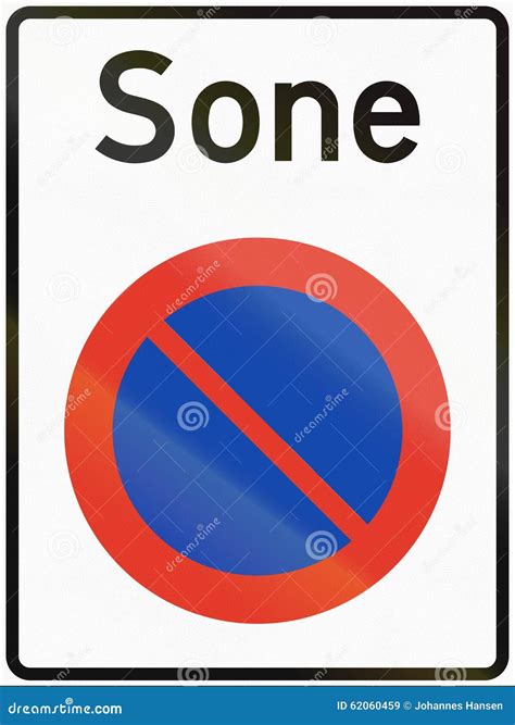 Norwegian Regulatory Road Sign - No Parking Zone. Sone Means Zone Stock