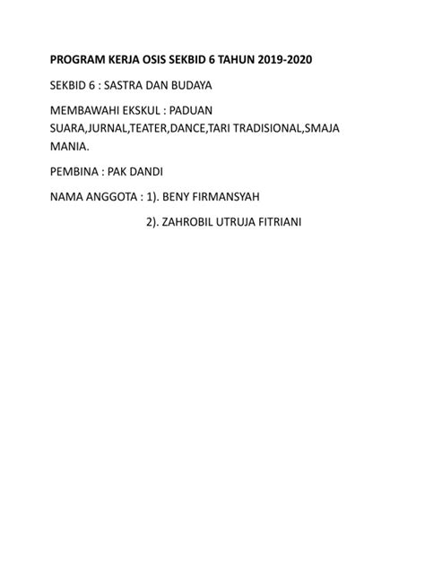 Program Kerja Osis Sekbid 6 Pdf