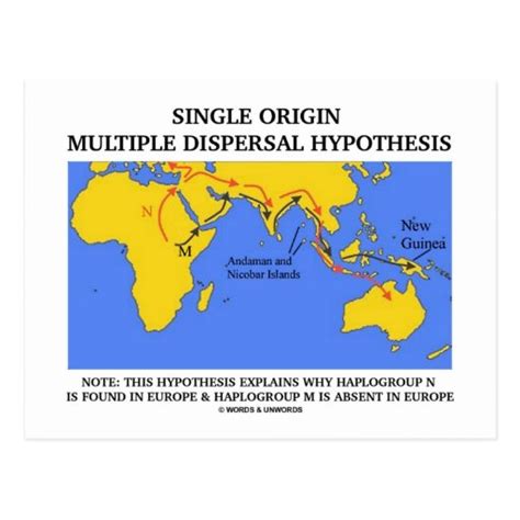 Single Origin Multiple Dispersal Hypothesis Postcard Zazzle