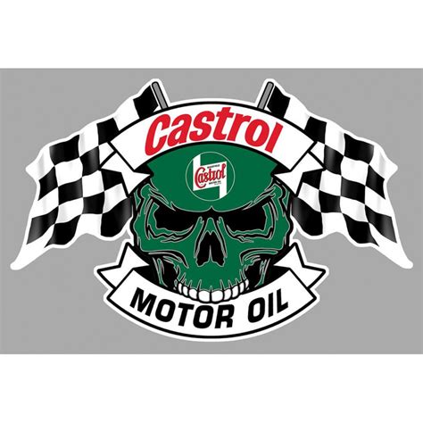 Castrol Skull Flags Sticker Vinyle Lamin Cafe Racer Bretagne