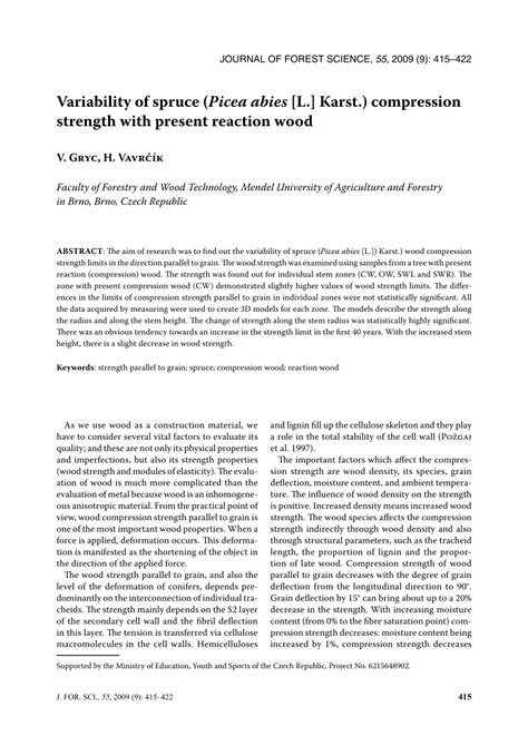 Pdf Variability Of Spruce Picea Abies L Karst Compression