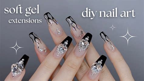 How To Apply Soft Gel Extensions Cute Gothic Nail Art Youtube