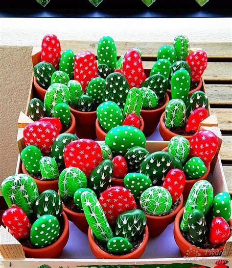 Kakteen Mit Steinen Gemacht Cactus Rocks Painted Rock Cactus Paint