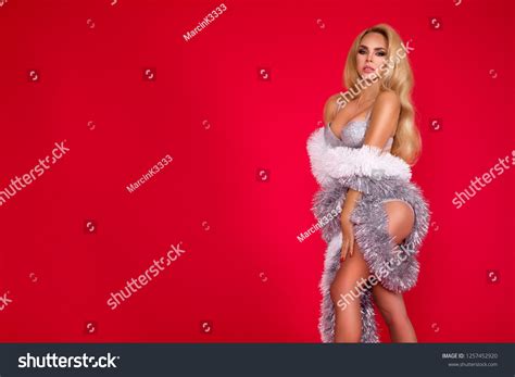 Sexy Naked Blonde Model Wearing Christmas Stock Photo 1257452920 Shutterstock