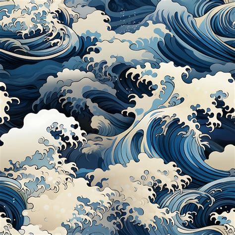 Premium AI Image | Seamless pattern japanese wave for print and textile