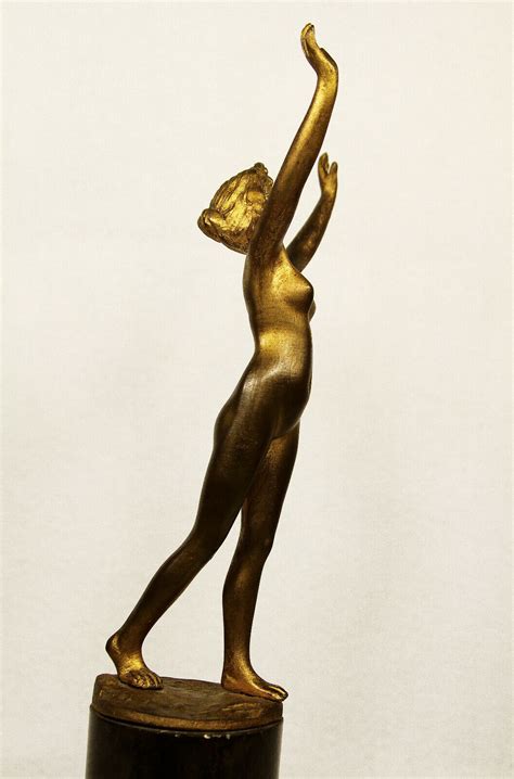 Art Nouveau French Dore Bronze Nude Girl Reni Palmier Ebay