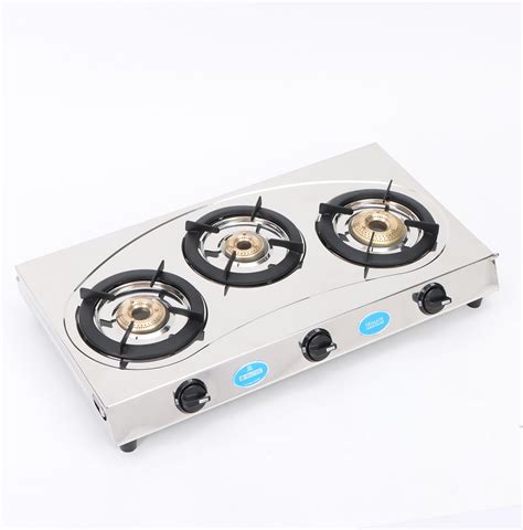 Sunflame OPTRA 3B Stainless Steel 3 Burner Gas Stove Manual Ignition