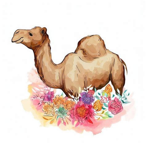 Premium AI Image A Camel With Flowers On It And A Pink And Yellow