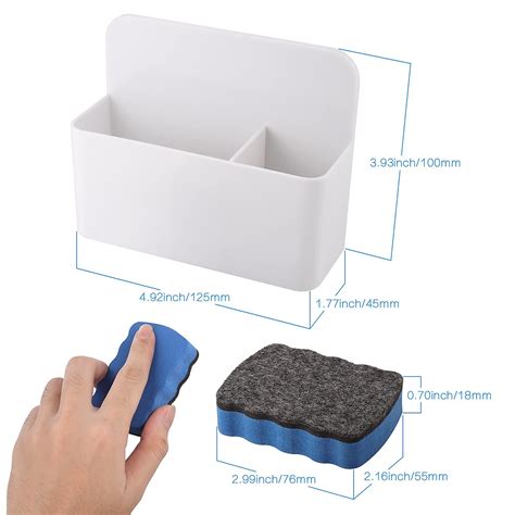 Magnetic Pen Holder with Magnetic Whiteboard Eraser, Adjustable