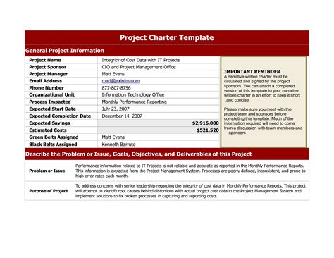 40 Free Project Charter Templates - TemplateSpark
