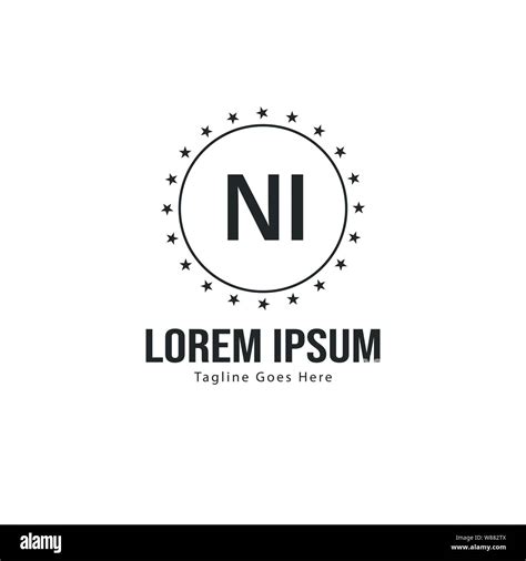 Initial Ni Logo Template With Modern Frame Minimalist Ni Letter Logo