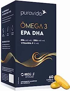 Ômega 3 EPA DHA 60cps PURA VIDA Amazon br