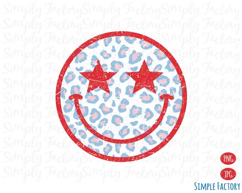 American Smiley Face Png 4th Of July Png Happy Face Png Etsy