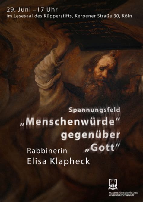 Human dignity vis à vis God Rabbi Prof Dr Elisa Klapheck