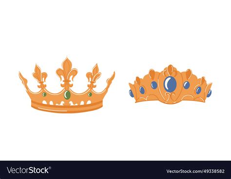 Pair of gold royal crown king authority insignia Vector Image